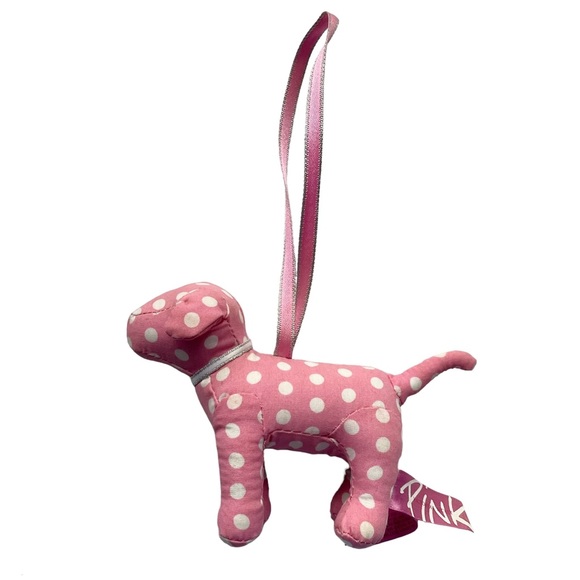PiNK Victoria’s Secret Mini Dog Ornament Polka Dot - Picture 2 of 9